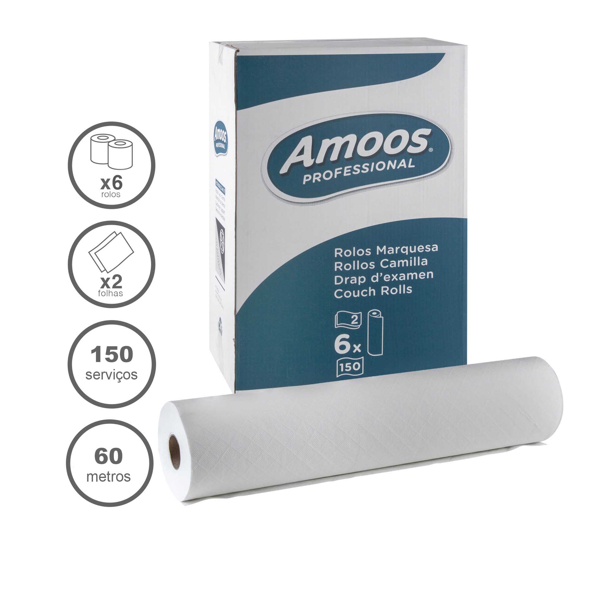 Rolo Papel Marquesa Profissional 2 Folhas 150 Serviços 60m Pack 6