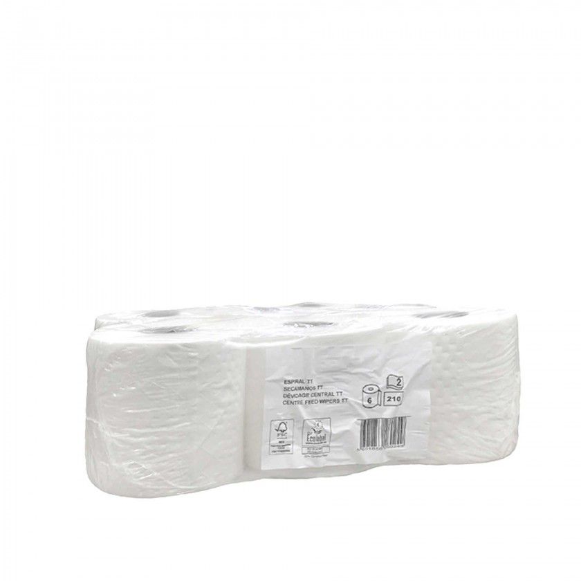 Rolo Papel Multiusos Aspiral 2 Folhas 210 Servios Pack 6