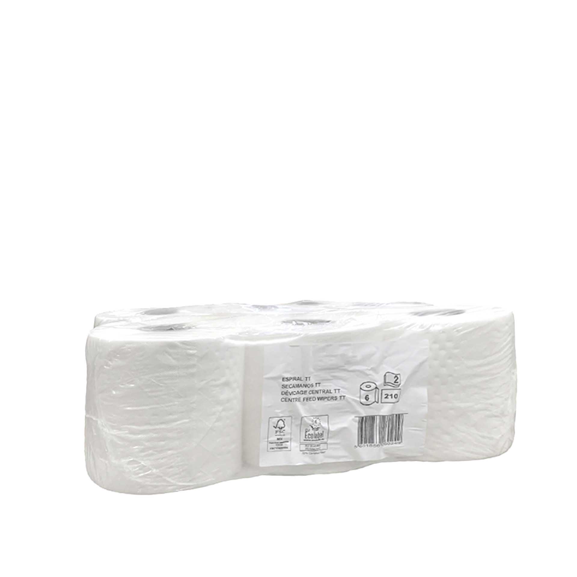 Rolo Papel Multiusos Aspiral 2 Folhas 210 Serviços Pack 6