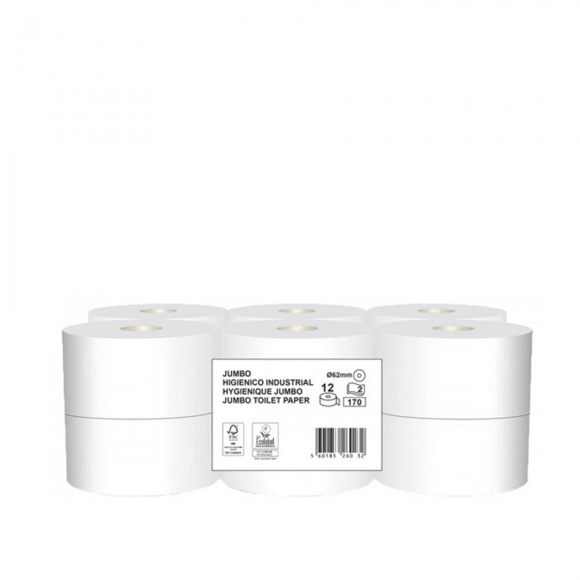 Rolo Papel Higinico Jumbo 210 Servios 61m Pack 12