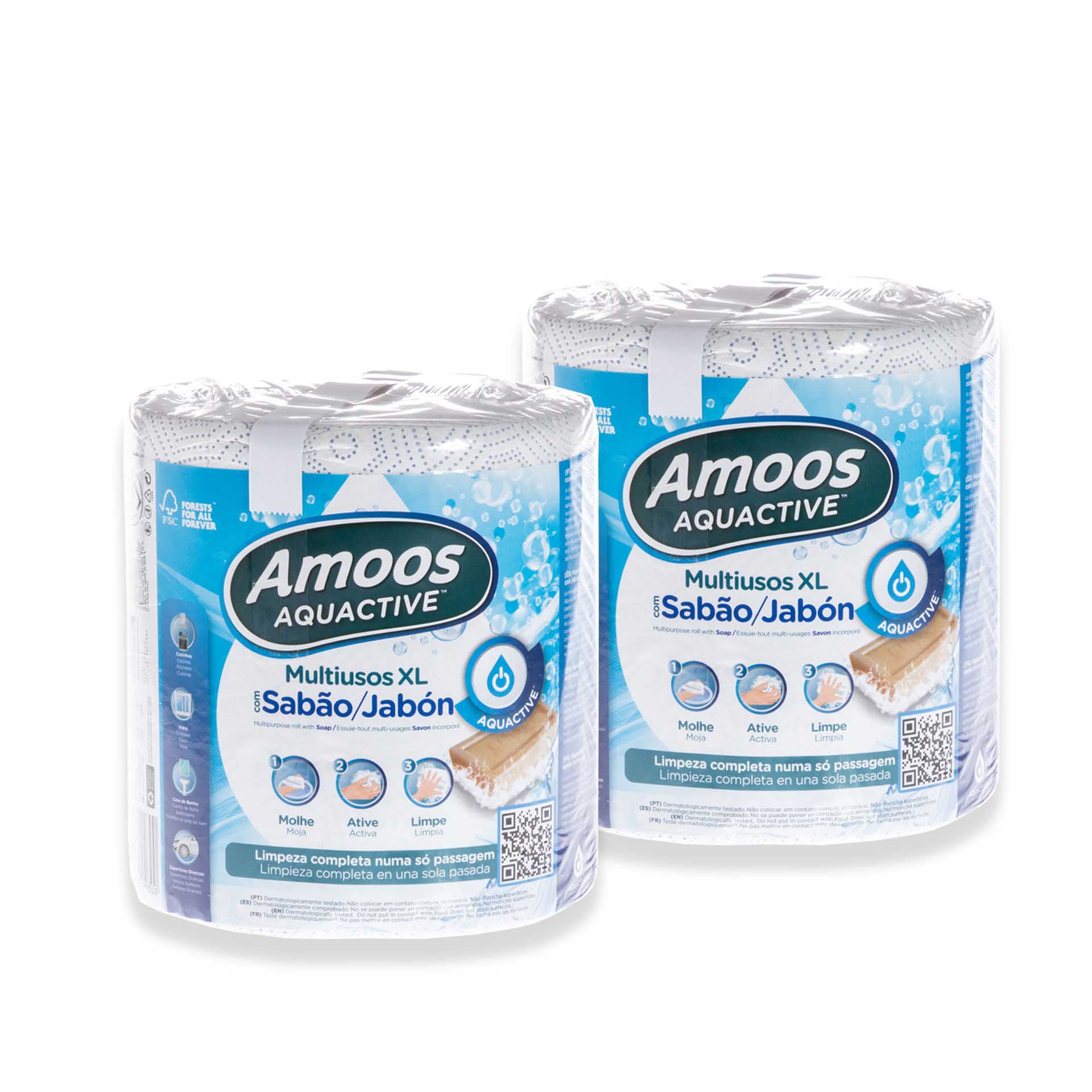 Rolo Papel Multiusos Aquative Sabão 3 Folhas 208 Serviços