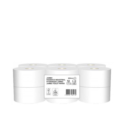 Rolo Papel Higiénico Jumbo 210 Serviços 61m Pack 12 - Image product