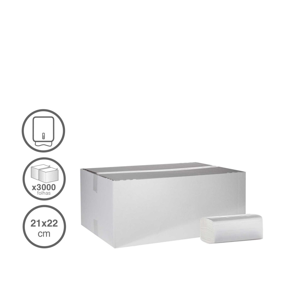 CAIXA TOALHA MÃOS ANÓNIMA 2F 21X22CM 3000 FOLHAS