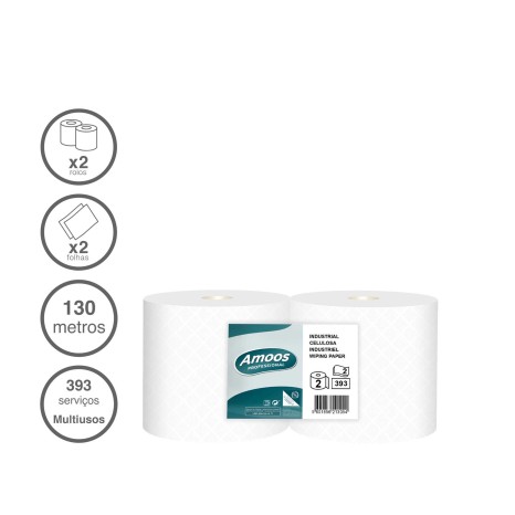 Rolo Papel Multiusos Industrial Airlaid 2 Folhas 393 Serviços 130m Pack 2 - Image product