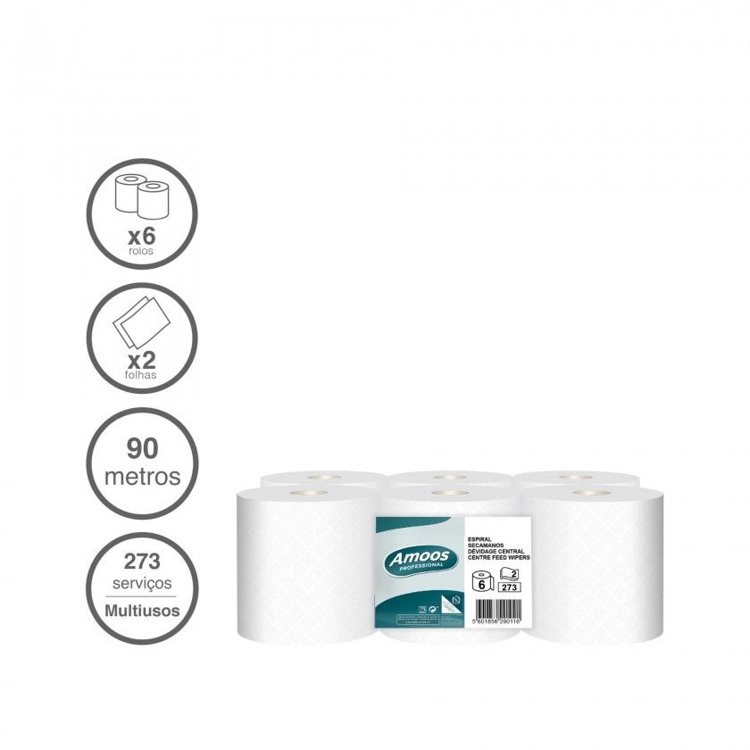 Rolo Papel Espiral 2 Folhas 273 Servios 90m Pack 6