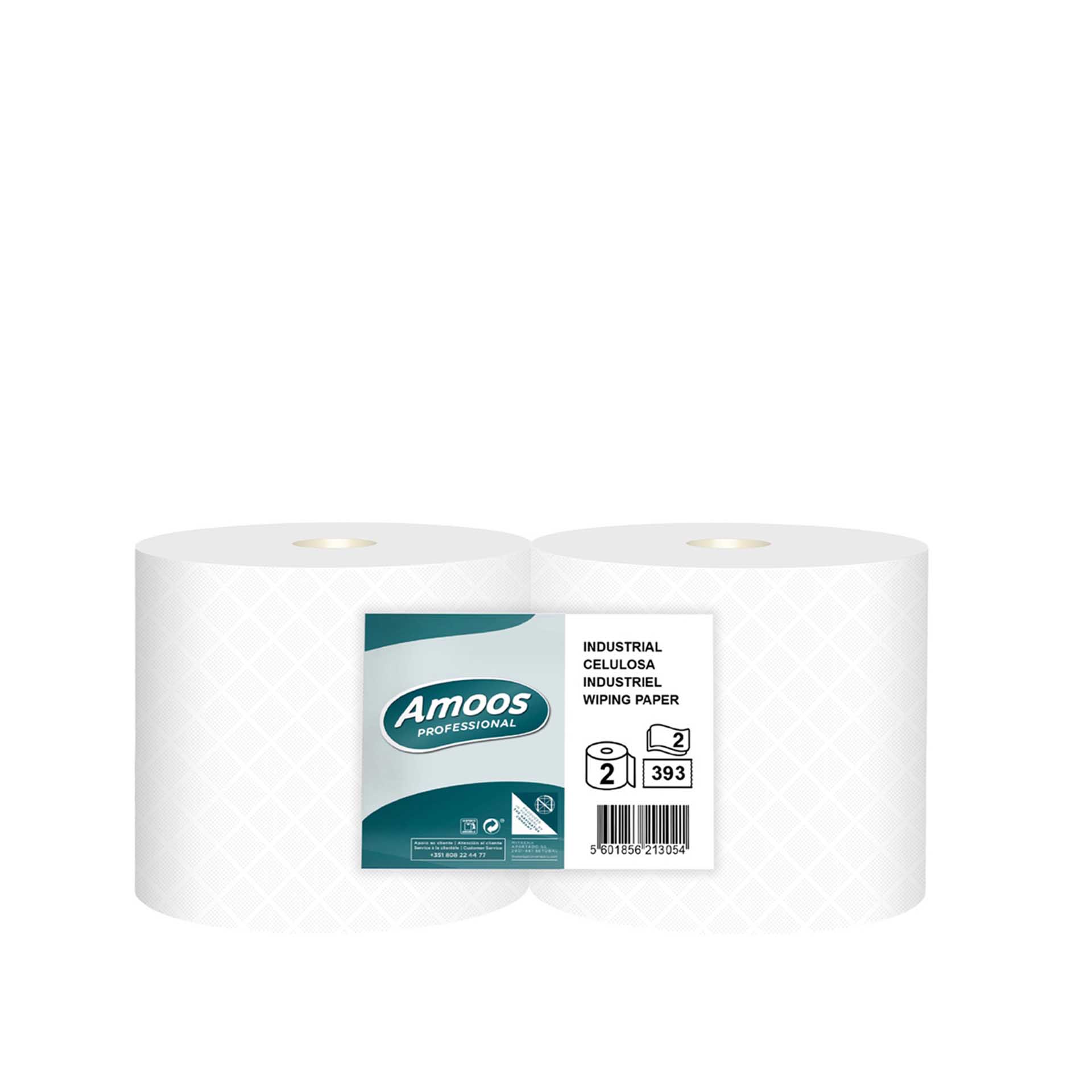 Rolo Papel Multiusos Industrial Airlaid 2 Folhas 393 Serviços 130m Pack 2
