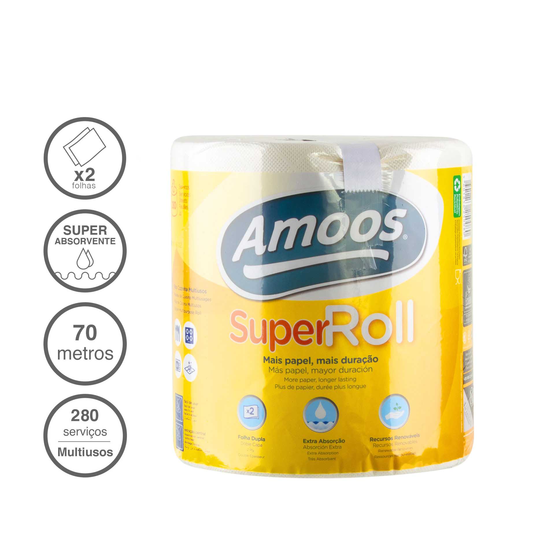 Rolo Papel Multiusos 2 Folhas 281 Serviços 1=10 70m