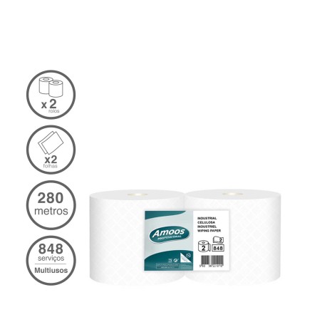 Rolo Papel Multiusos Industrial 2 Folhas 848 Serviços 280m Pack 2 - Image product