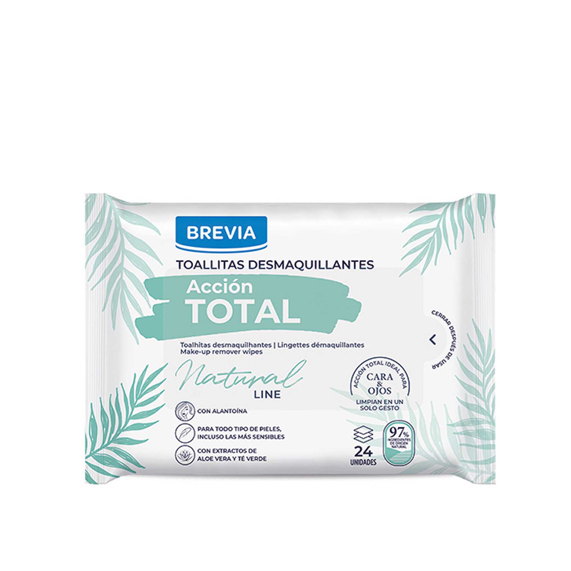 Toalhitas Desmaquilhantes Brevia Natural Line Pack 24