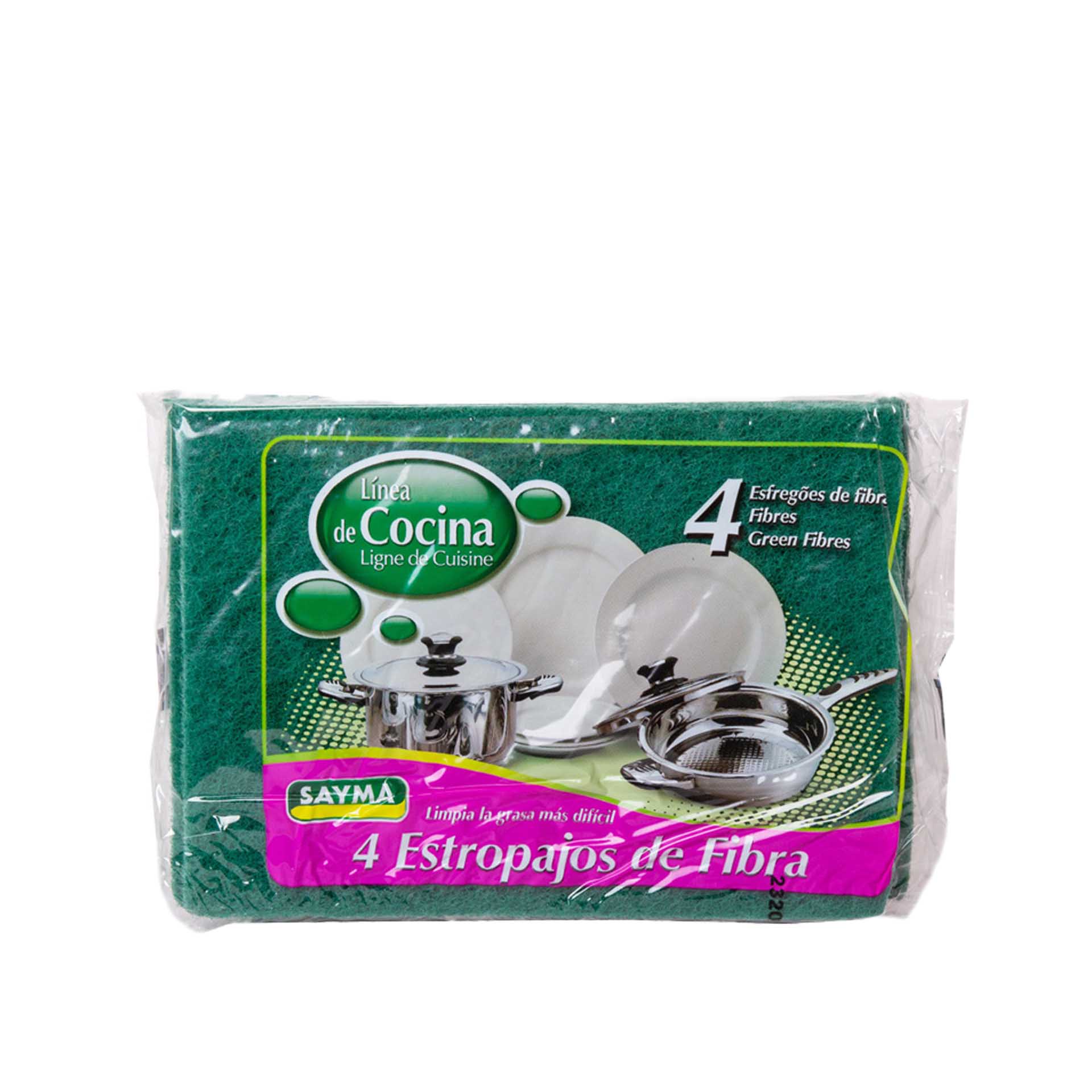 Esfregão Fibra Verde 19X14X0.6cm Pack 4