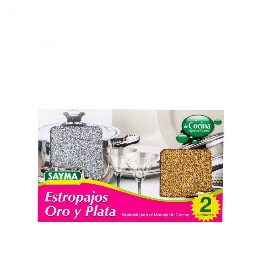 Esfregão Retangular Ouro / Prata 13X9X2cm Pack 2 Esfregão Retangular Ouro / Prata 13X9X2cm Pack 2
