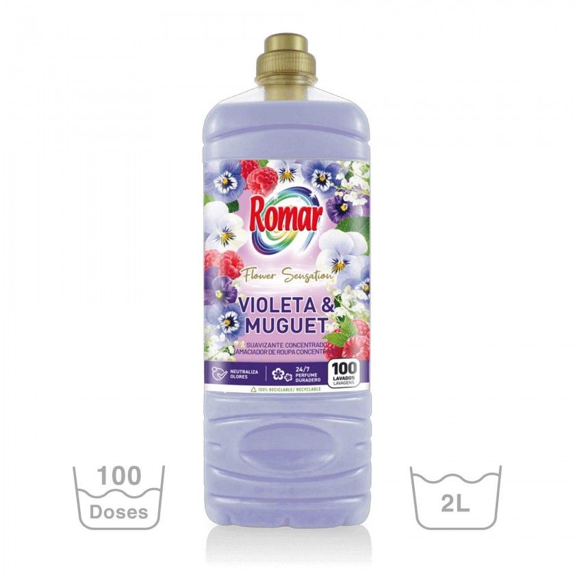 Amaciador Concentrado Romar 100 Lavagens Violeta / Lírios 2000ml Amaciador Concentrado Romar 100 Lavagens Violeta / Lírios 2000ml
