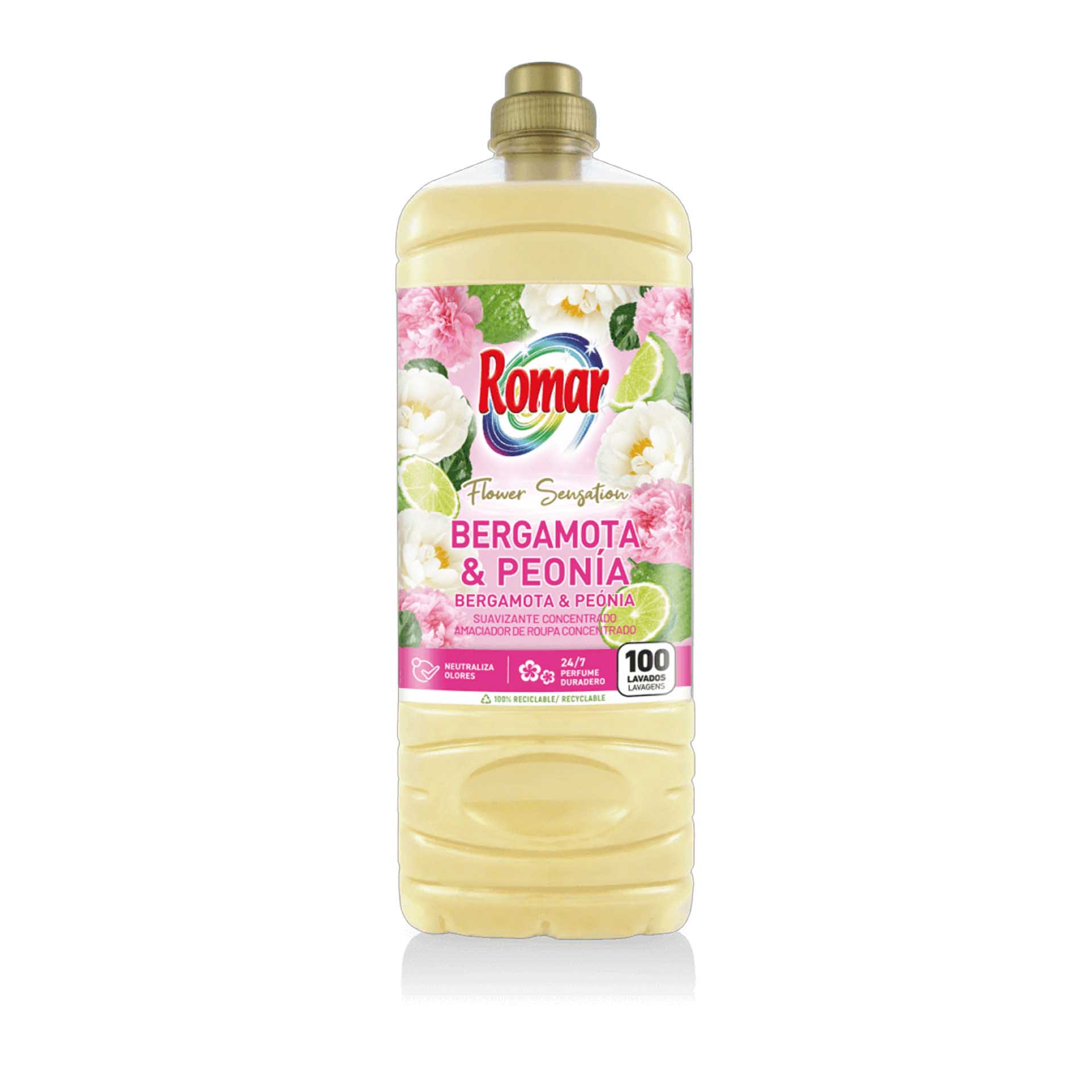Amaciador Concentrado Romar 100 Lavagens Bergamota / Peônia 2000ml