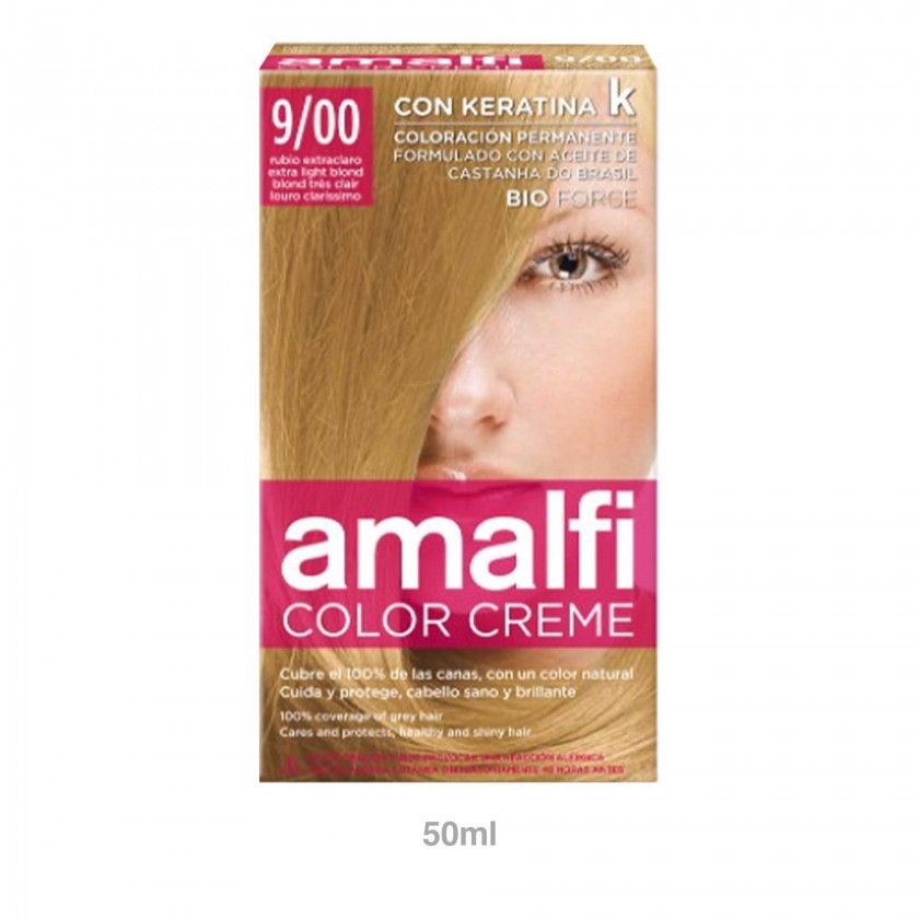 Tinta Cabelo Amalfi Loiro Extra Claro 9/00 50ml Tinta Cabelo Amalfi Loiro Extra Claro 9/00 50ml