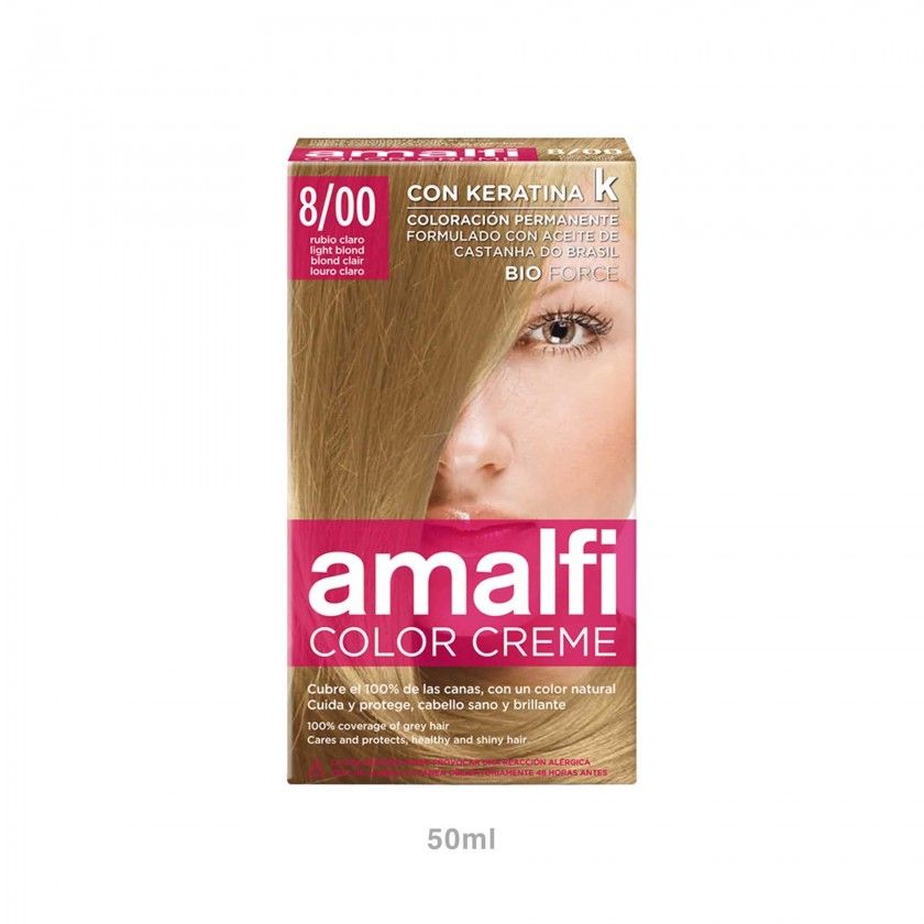 Tinta Cabelo Amalfi Loiro Claro 8/00 50ml Tinta Cabelo Amalfi Loiro Claro 8/00 50ml