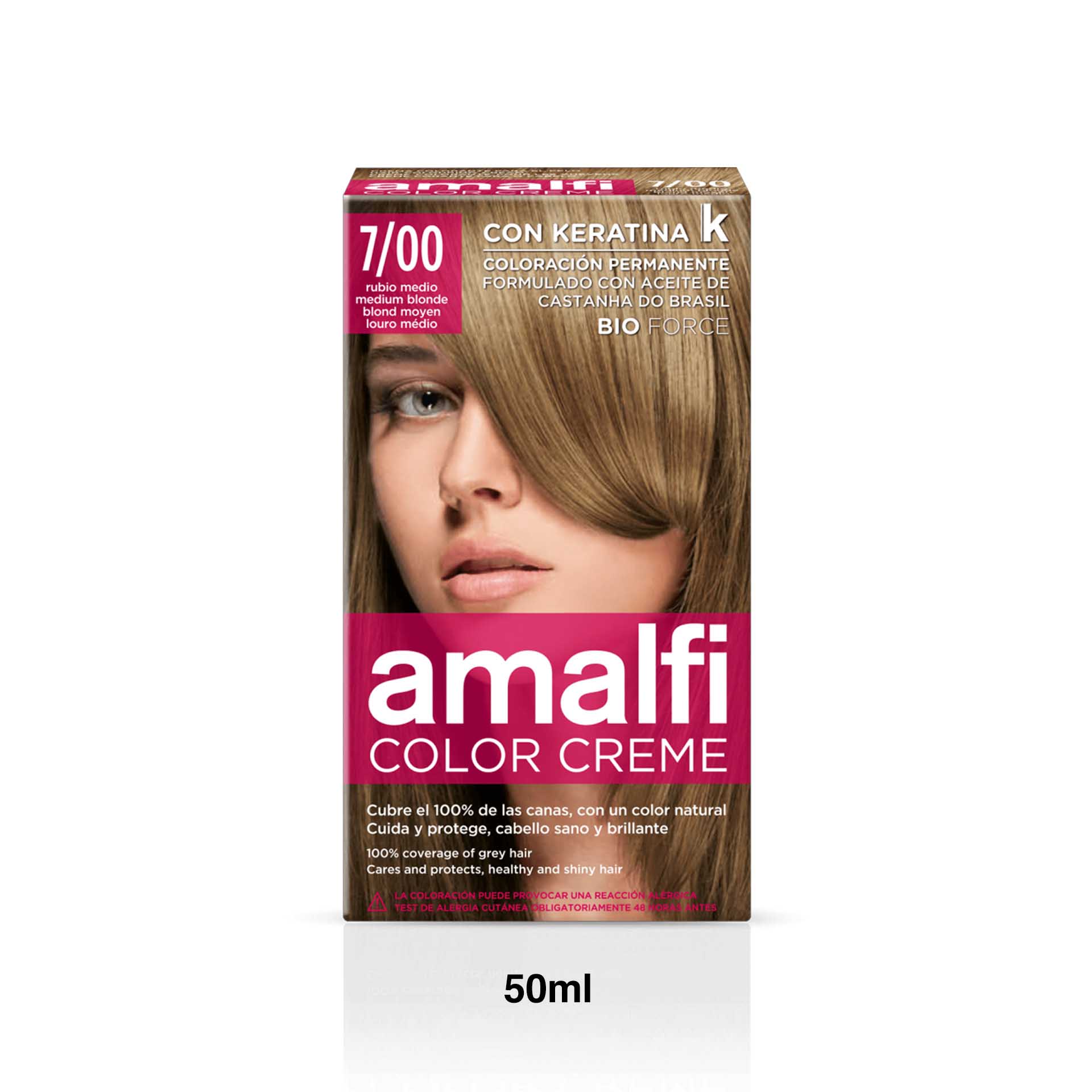 Tinta Cabelo Amalfi Loiro Médio 7/00 50ml