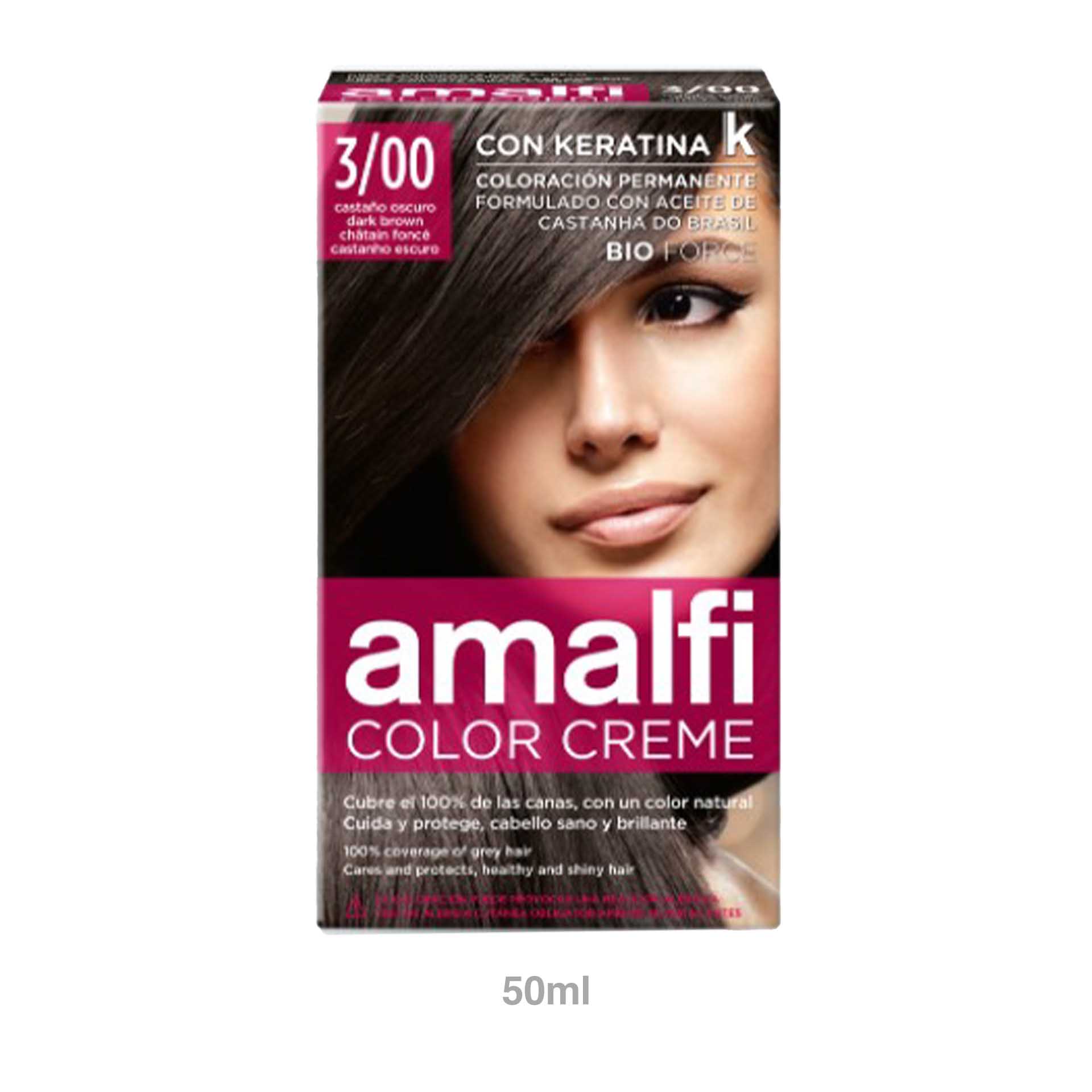 Tinta Cabelo Amalfi Castanho Escuro 3/00 50ml