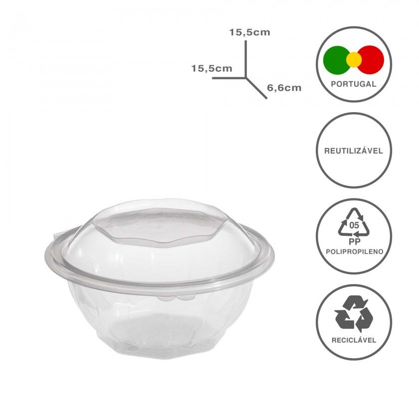 Saladeira Take Away 500ml 15.5X15.5X6.6cm Pack 52
