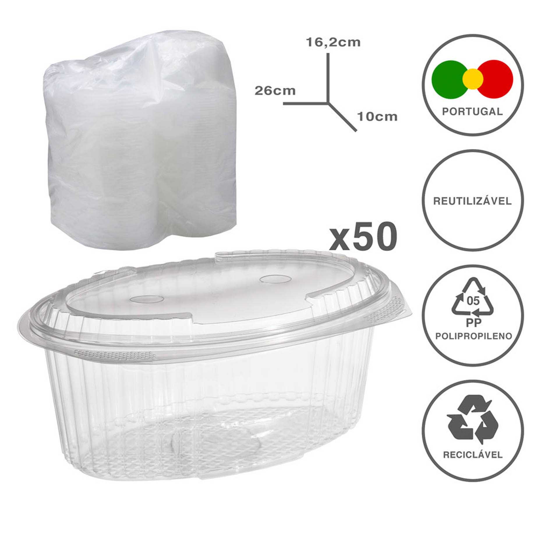Caixa Take Away 2100ml 26X16X10cm cm Pack 50