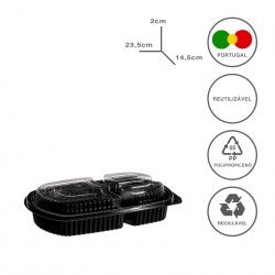 Caixa Take Away Tampa 3 Divises 23.5X14.5X2cm Pack 100