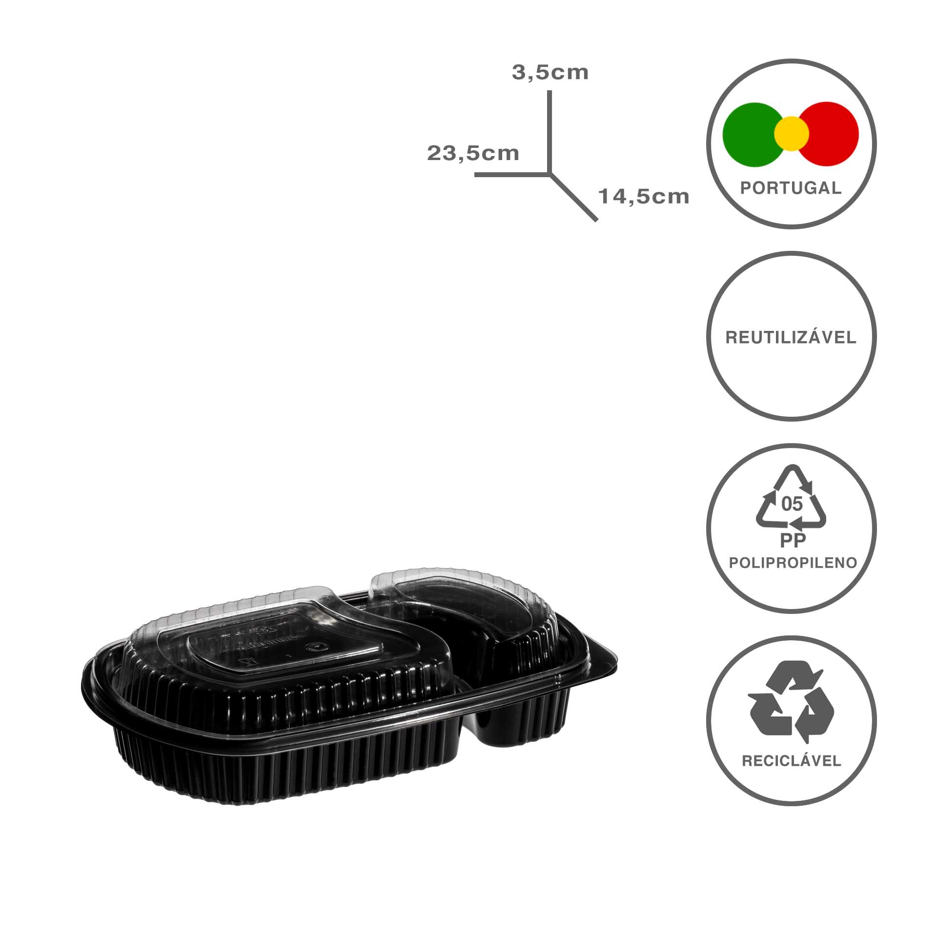 Caixa Take Away 2 Divisões 25/75 23.5X14.5X3.5cm Pack 102