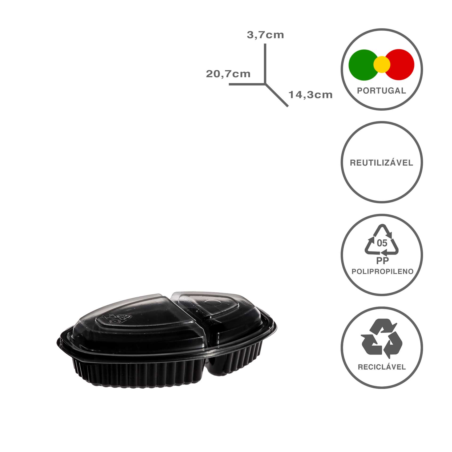 Caixa Take Away 2 Divisões 60/40 20.7X14.3X3.7cm Pack 127