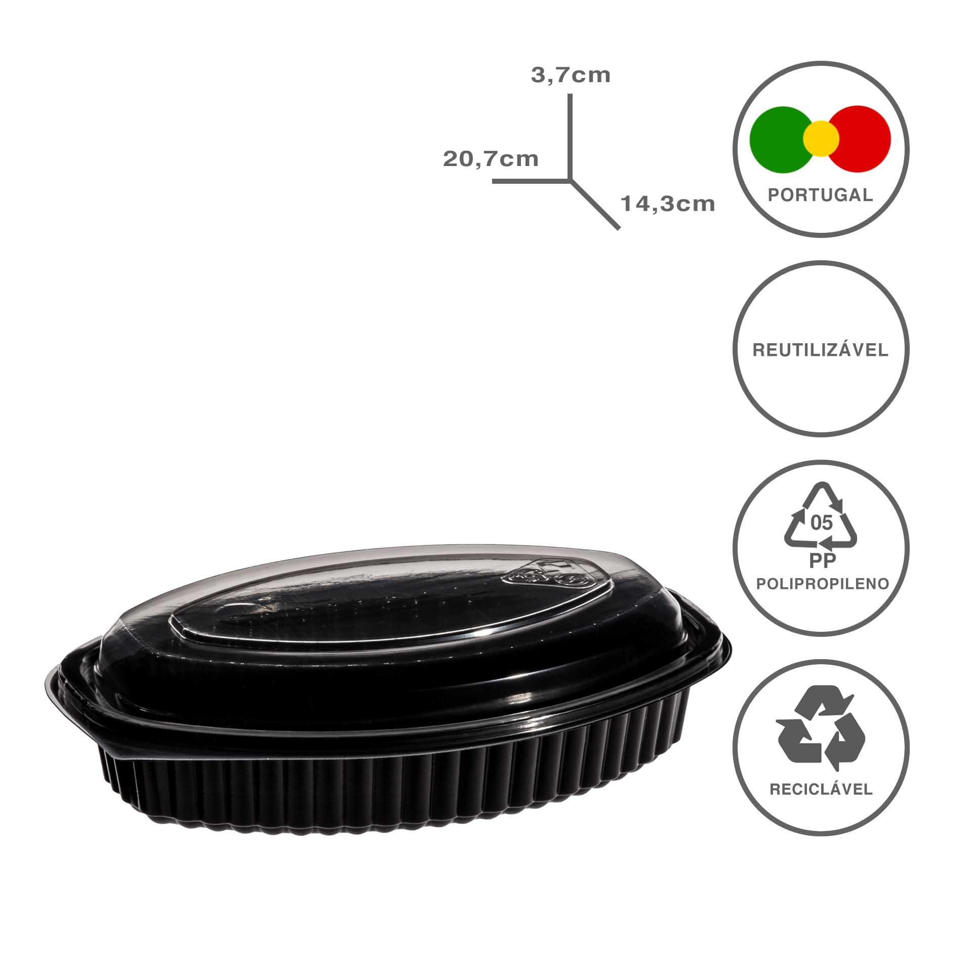 Caixa Take Away 520ml 20.7X14.3X3.7cm Pack 125