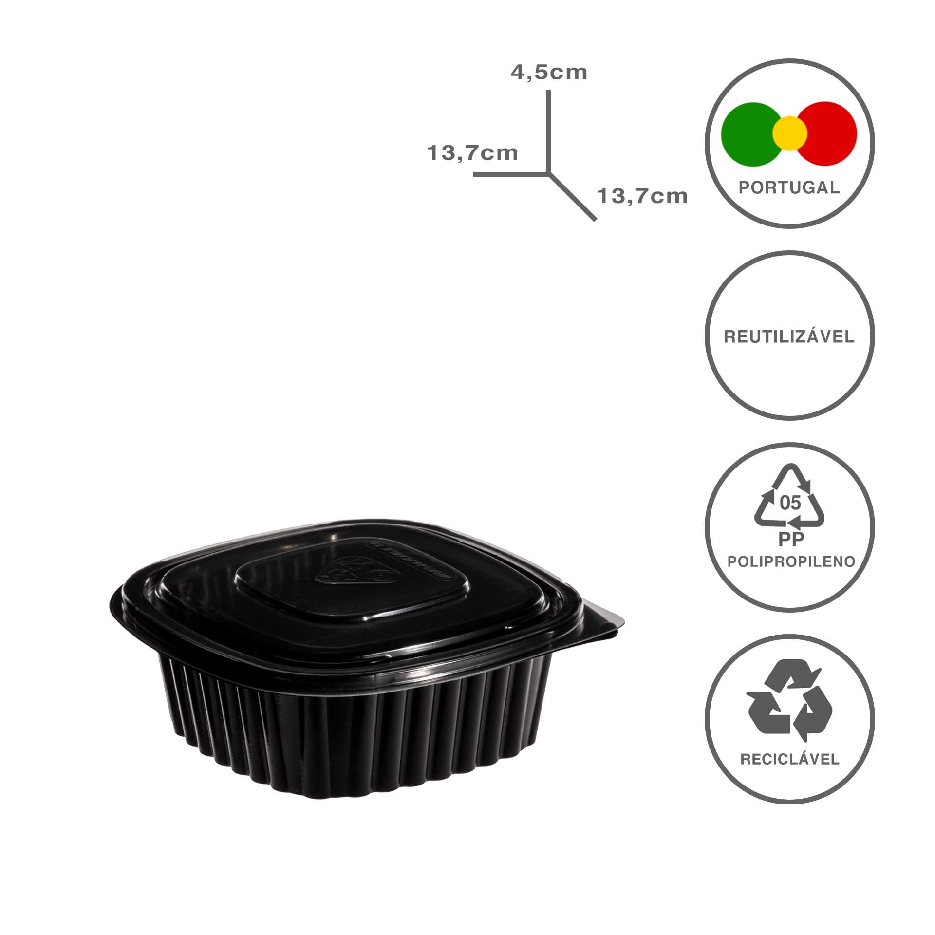 Caixa Take Away 425ml 13.7X13.7X4.5cm Pack 100