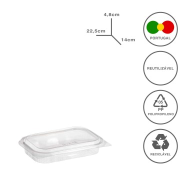 Caixa Take Away 500ml 22.5X14.9X4.8cm Pack 64