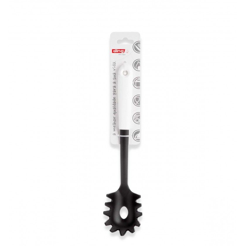 Colher Esparguete Nylon Living Preto / Branco 31cm Colher Esparguete Nylon Living Preto / Branco 31cm