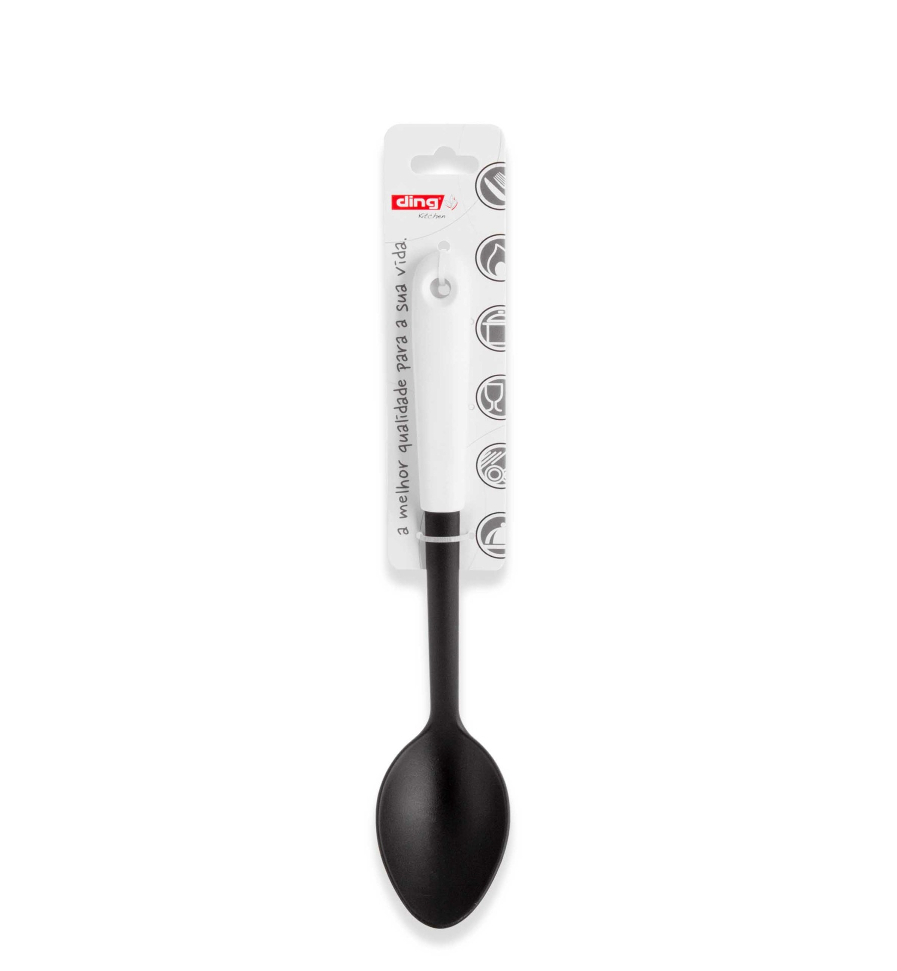 Colher Arroz Nylon Living Preto / Branco 30.5cm