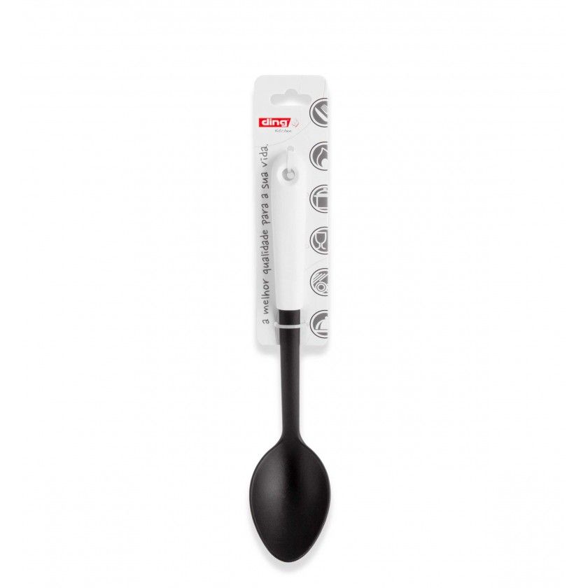 Colher Arroz Nylon Living Preto / Branco 30.5cm Colher Arroz Nylon Living Preto / Branco 30.5cm