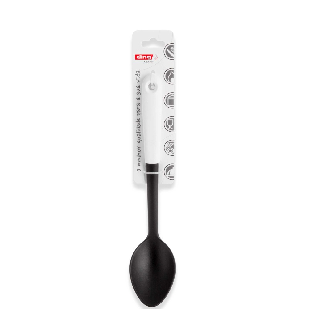 Colher Arroz Nylon Living Preto / Branco 30.5cm