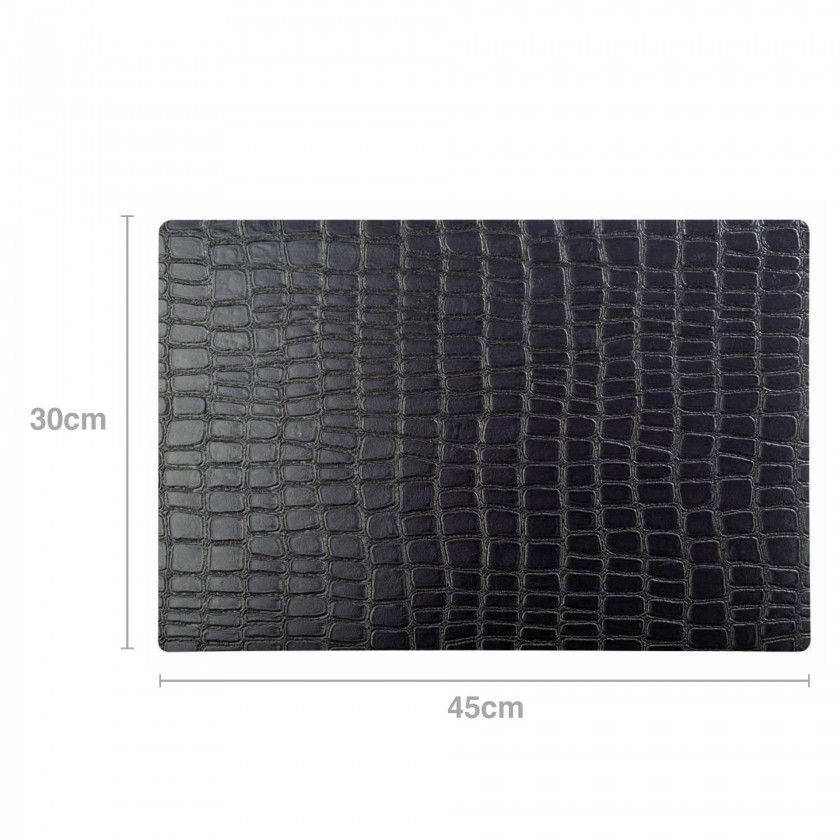 Individual Couro Sintético Croco Castanho 45X30cm Individual Couro Sintético Croco Castanho 45X30cm
