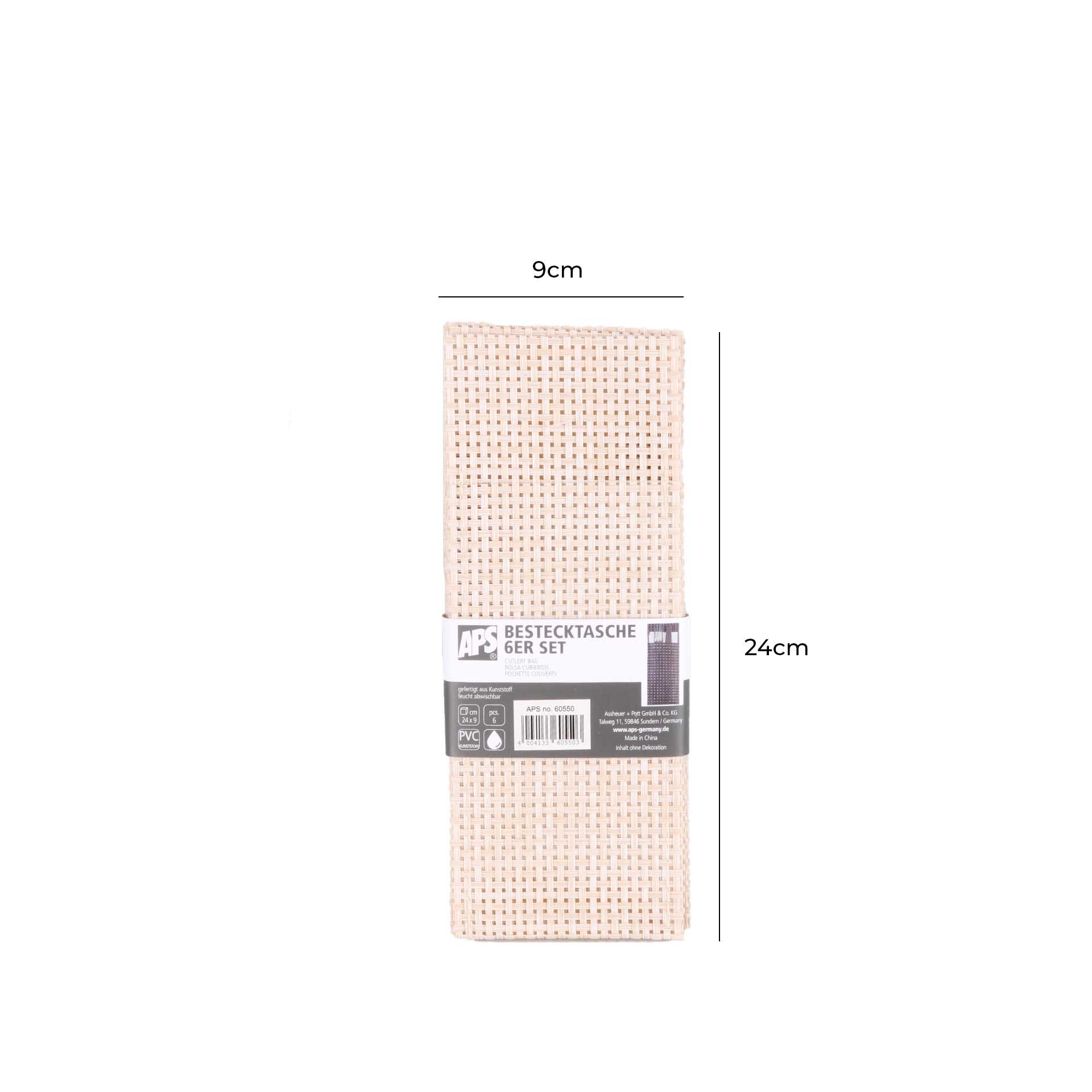Bolsa Talheres Bege 24X9cm Pack 6