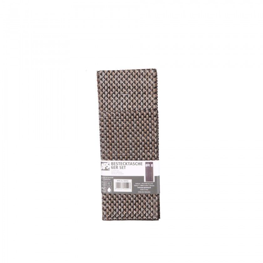 Bolsa Talheres Castanho 24X9cm Pack 6