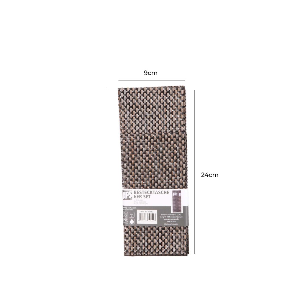 Bolsa Talheres Castanho 24X9cm Pack 6
