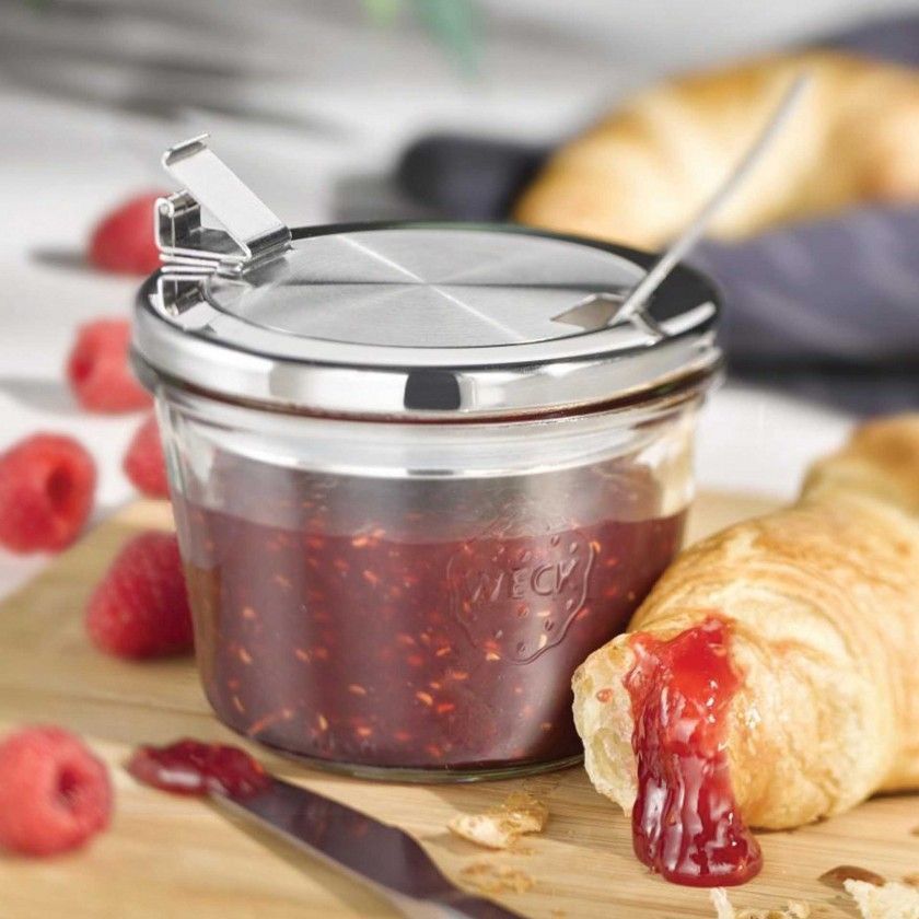 Copo Vidro com Tampa Inox 370ml 11X7.5cm Pack 2