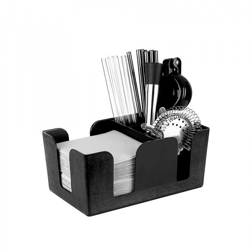 Organizador para Bar Plástico Preto 24X15X11cm Organizador para Bar Plástico Preto 24X15X11cm