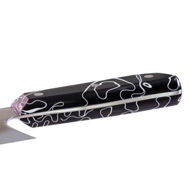 Faca S�rvia Cabo Acr�lico Sico Efeito M�rmore Preto 20cm