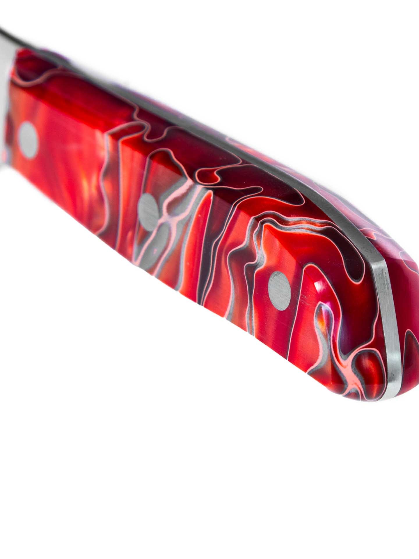 Faca Sérvia Cabo Acrílico Sico Efeito Mármore Vermelho 20cm