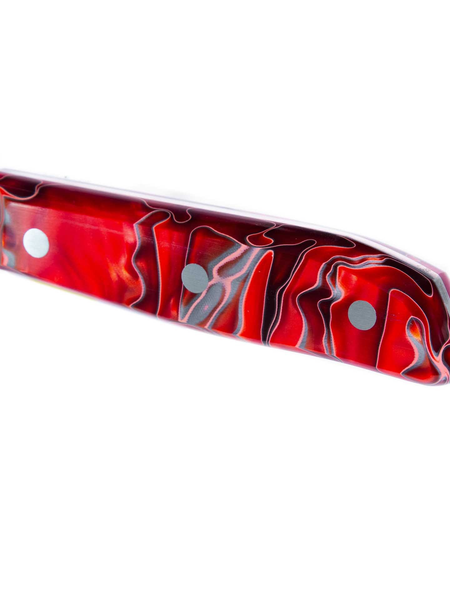 Faca Sérvia Cabo Acrílico Sico Efeito Mármore Vermelho 20cm
