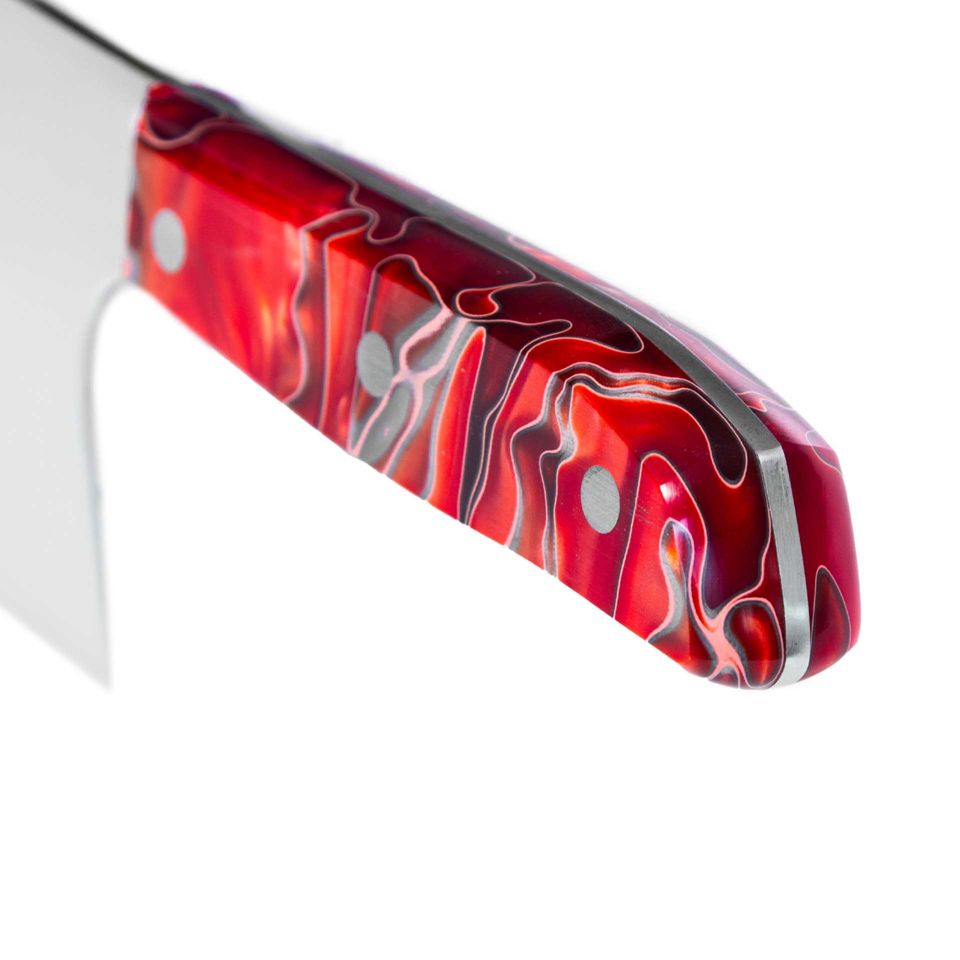 Faca Sérvia Cabo Acrílico Sico Efeito Mármore Vermelho 20cm