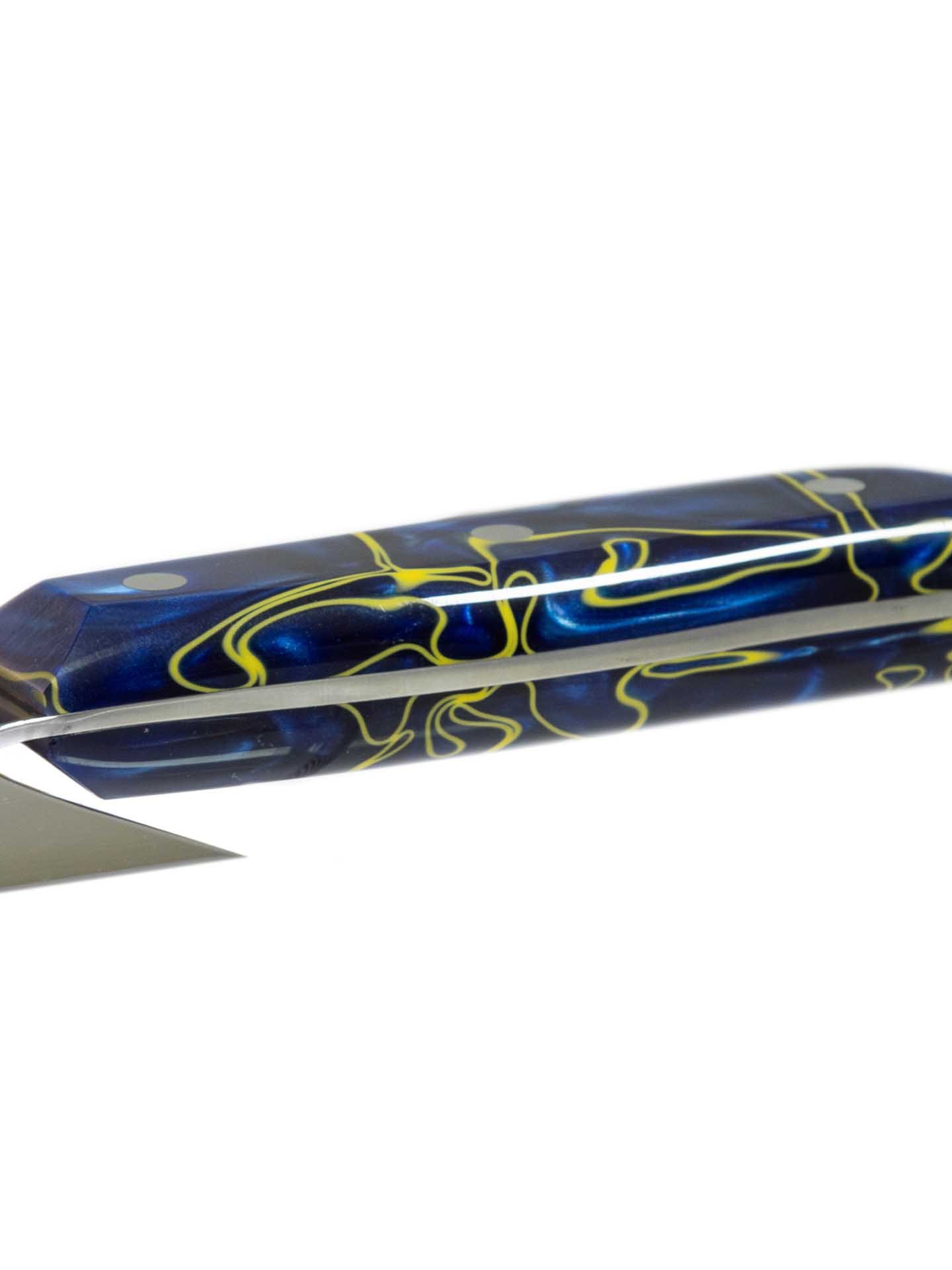 Faca Sérvia Cabo Acrílico Sico Efeito Mármore Azul 20cm