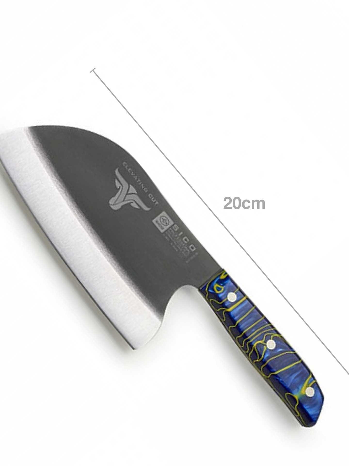 Faca Sérvia Cabo Acrílico Sico Efeito Mármore Azul 20cm