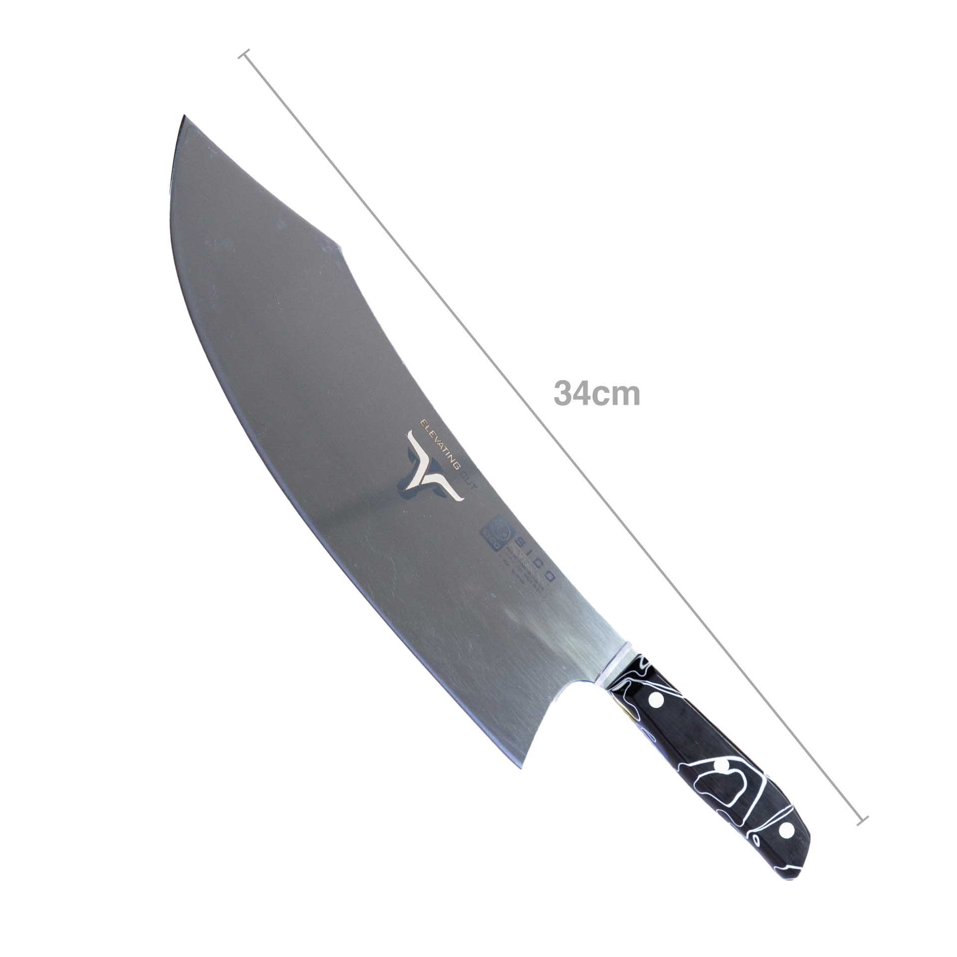 Faca Talho Cabo Acrílico Sico Efeito Mármore Preto 34cm