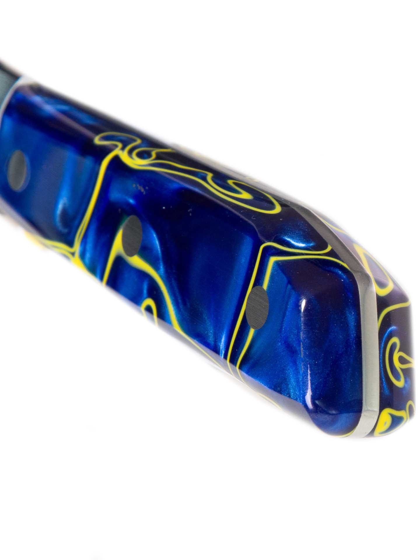Faca Sérvia Cabo Acrílico Sico Efeito Mármore Azul 20cm
