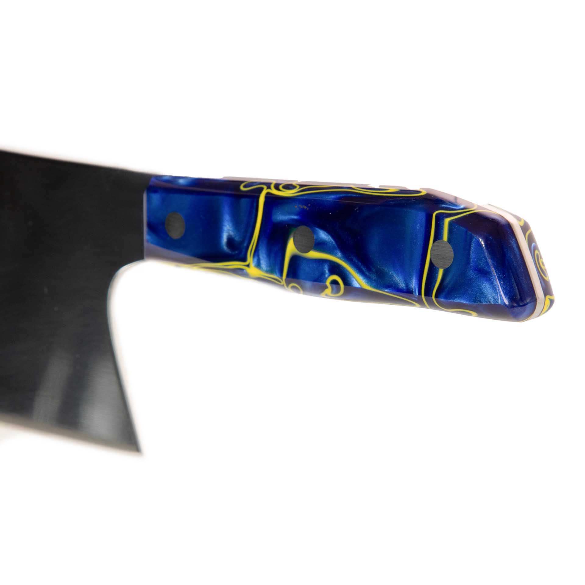 Faca Sérvia Cabo Acrílico Sico Efeito Mármore Azul 20cm