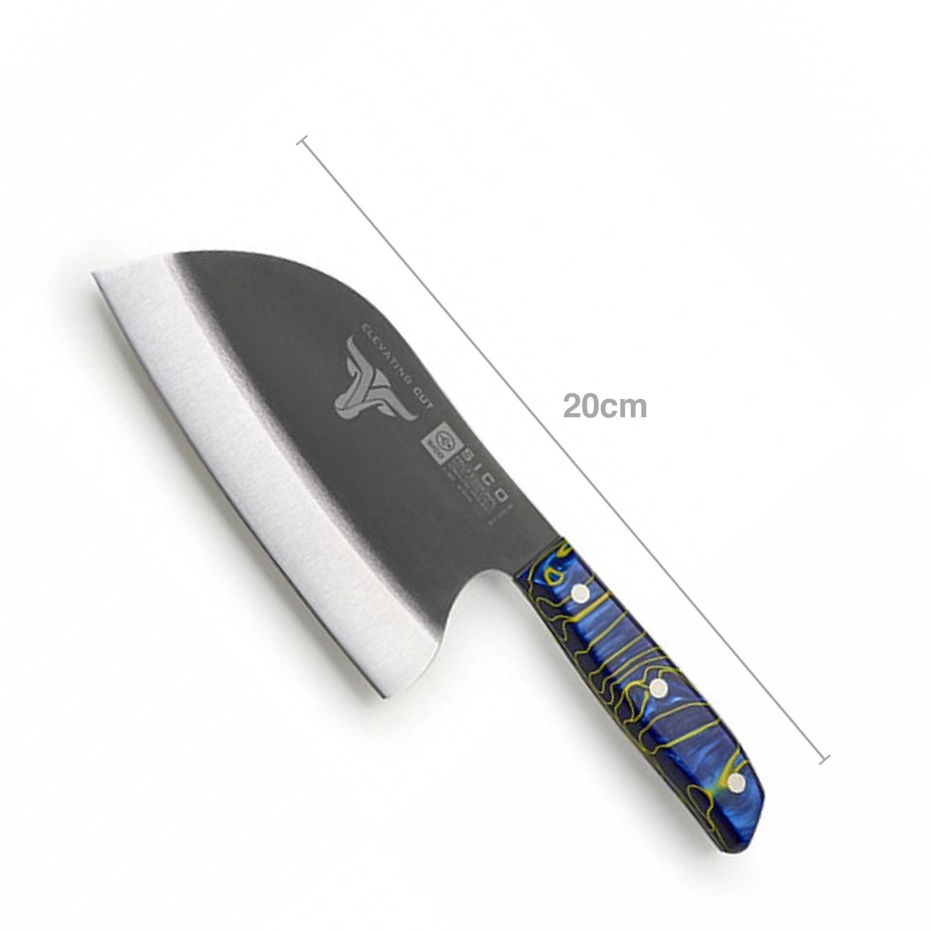 Faca Sérvia Cabo Acrílico Sico Efeito Mármore Azul 20cm