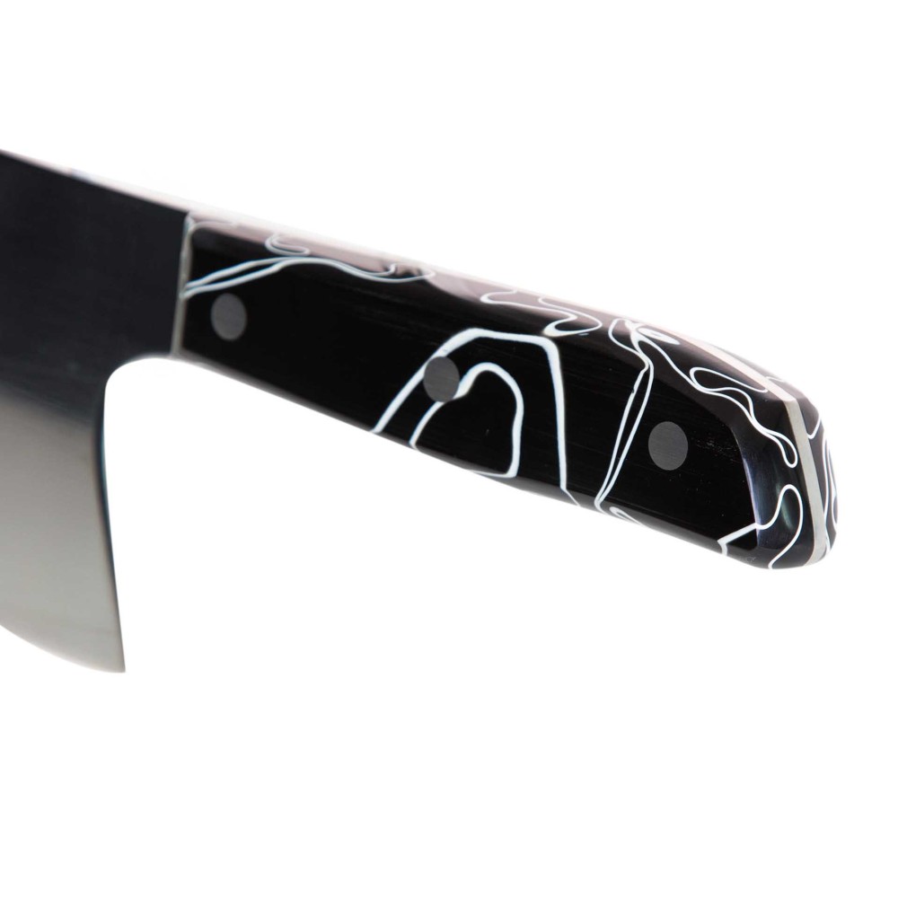 Faca Talho Cabo Acrílico Sico Efeito Mármore Preto 34cm